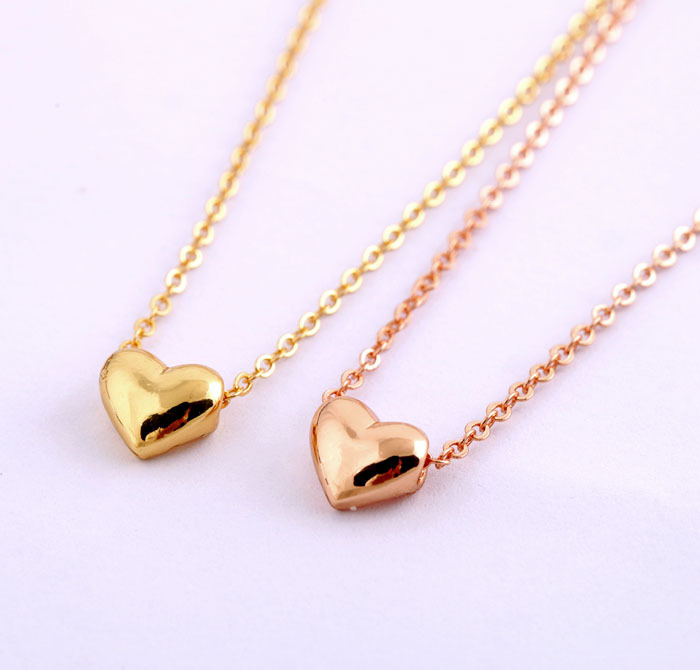 Tiny 14KGP Gold Heart Pendant Choker Necklace eBay